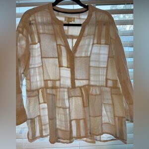 Anthropologie Maeve Cream Patchwork  Blouse size XS